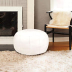 Unstuffed Pouf Foot Stool Round Decorative Leather Ottoman Cushion Storage seat or for Resting Your Feet on, Floor Chair Foot Living Room Bedroom Kids Room and Wedding (White)