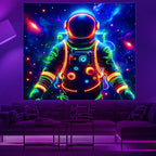 Apdidl Blacklight Posters Tapestry Space Astronaut Tapestries for Bedroom, Black Light Posters Cool Space Galaxy Wall Hanging, UV Reactive Art Aesthetic Decor Tapestry for Living Room Dorm (51"X60")