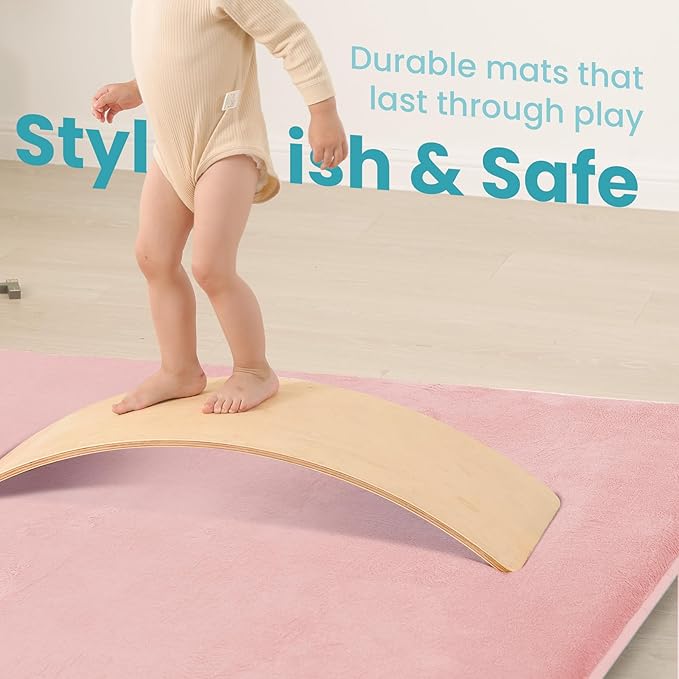 Baby Play Mat for Floor,Extra Large 71"×79" Playpen Mat for Toddler,Infant,Kids,1.3" Thick Elasti Foam Non-Slip Nursery Rug,Water Repellent Soft Padded Activity Mats for(Pink)