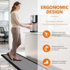 Kitchen Mats, 2PCS Kitchen Rugs for Floor, Cushioned Anti-Fatigue Mats for Kitchen Floor, Non-Slip Standing Desk Mat for Sink, Home, Laundry & Office, 17.3"x30"+17.3"x59" (Black)