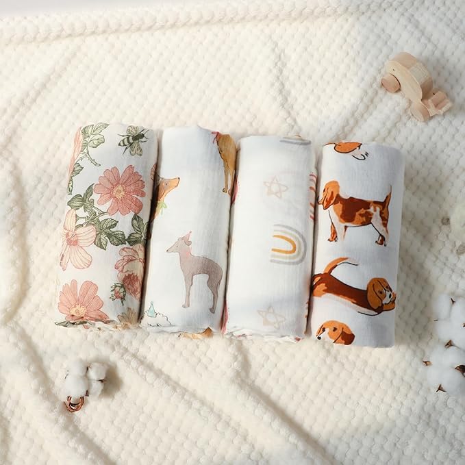 insular Cotton Muslin Baby Blanket with Tassel, Boho Bohemian Muslin Swaddle Blanket Baby Receiving Blanket with Fringe, Nursery Decor Throw or Nursing Blankets, 47" x40”, Labrador