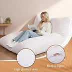 Honeydak 3 in 1 Giant Bean Bag Chair Cover Only (No Filler) Convertible Bean Bag Lazy Floor Sofa Cover Without Filling Washable Versatile Stuffed Animal Storage for Bedroom (Creamy White,Milk Velvet)