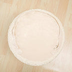 Round Pouf Ottoman 20 x 20 x 14 Inches Boho Poof Home Decor Floor Pouffe Ottoman Foot Rest for Couch Sofa Bean Bag Chairs Living Room Bedroom (Linen)