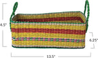 Creative Co-Op Hand-Woven Seagrass Basket with Stripes, Multicolor