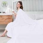 Cosy Family 100% Cotton Muslin Bed Blanket - Breathable & Lightweight, 4 Layer, White, 80x90 Inches