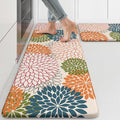 Kitchen Rugs and Mats Cushioned Anti Fatigue Kitchen Mat 2PCS Non-Skid Waterproof Kitchen Runner Rug Comfort Foam Standing Mat for Floors,Office,Laundry,Sink,Floral