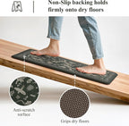 LEEVAN Anti Fatigue Mats for Kitchen Floor Non-Slip, Cushioned Kitchen Mats for Floor 2 Piece, Dark Green Memory Foam Kitchen Mat Set, Waterproof Ergonomic Standing Mat for Bar, Office,Desk, Laundry
