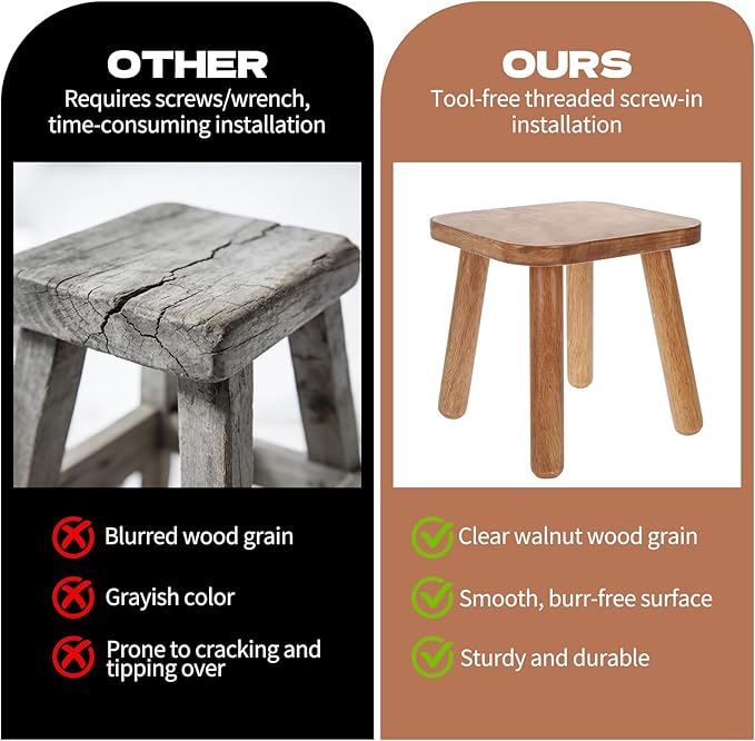 2 Pack Wooden Plant Stand Indoor 9.25” Small Plant Stool Square Wood Plant Stand for Large Plants Sturdy and Stable Flower Pot Stand Holder for Living Room, Balcony, Office, Holds 300 lbs