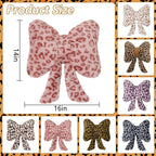 2Pcs Leopard Print Bow Throw Pillow Furry Bow Plush Pillows Cute Flower Plush Pillow Cheetah Home Decor Stuffed Bow Lumbar Pillow for Bed Couch Living Room Decor (Pink, 16in)