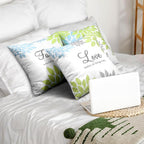 Tatuo 4 Pcs Flower Pillow Covers Square Spring Pillow Cushion Cases 18 x 18 Inch Family Faith Hope Love Words Decorative Summer Winter Cushion Case for Bed Couch Sofa Living Room(Green Series)