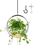 Plant Hanger Indoor - Macrame Hanging Plant Holder for Ceiling, Decorative Hanging Planter with Wooden Beads for Potted Plants, Hanging planters for indoor plants (Black,12.6in)