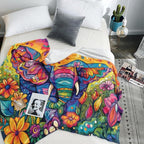 Elephant Blanket Flower Bed Blankets Bohemian Hippie Boho Gifts for Women Kids Girls Mom Bedroom Living Room Birthday Mother's Day Decor Soft Cozy Lightweight Plush Throw Blankets 30"x40"