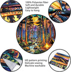 Racunbula Blacklight Fantasy Forest Tapestry UV Reactive Galaxy Space Moon Tapestry Trippy Pine Trees Wall Tapestries Nature Landscape Mountain River Tapestries Wall Hanging for Bedroom