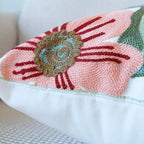 vctops Floral Embroidered Pillow Covers 18x18 Inch Spring Summer Cotton Tufted Throw Pillow Cover Outdoor Garden Cushion Case for Sofa, Bed, Living Room (Flower D,18"x18")