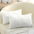 decorUhome Cozy Textured Throw Pillow Covers 12x20 Inch Set of 2, Soft Plush Faux Wool White Accent Couch Pillow Covers for Modern Farmhouse Sofa Bed Living Room