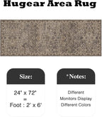 HUGEAR 2x6 Runner Rug Hallway Retro Brown Machine Washable Vintage Floral Low Pile Carpet Vacuumable Distressed Long Throw Rug Bedroom Office Bathroom Kitchen Laundry Non Slip Soft Lightweight
