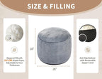Round Pouf Ottoman Foot Rest Plush Ottoman Footstools for The Living Room Ottomans Stuffed Full of Foam Blocks 26"x18" Large Foot Stool Dark Grey Footrests Hassocks and Ottomans Set