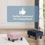 Poofzy Small Foot Stool Ottoman, Linen Ottoman Foot Rest with Legs, Rectangle Foot Rest for Couch, Footstools and Ottomans Small for Living Room and Entryway (Pink)