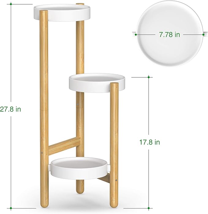 Wisuce Bamboo Plant Stands Indoor, 3 Tier Plant Stand Tall Corner Plant Stand Holder & Plant Display Rack for Outdoor Garden Indoor Home (3 Tier -1)