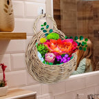 DOITOOL Rattan Woven Hanging Basket: 2PCS Wicker Wall Planter Woven Hanging Storage Basket Wall Flower Holders Indoor Outdoor Bohemia Planter