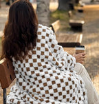 WOLF CREEK BLANKET- Camel & White Fuzzy Fun 3D Checkered Throw Blanket – Ultra Soft Shaggy Fleece for Cozy Comfort. Beautiful Gift for Women with Style 50 x 65 inches.