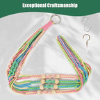 Macrame Plant Hanger, Hanging Planter Basket with Wood Beads, Decorative Boho Flower Pot Holder for Indoor and Outdoor, Rainbow, 35 Inch Set of 2 (POTS NOT Included)