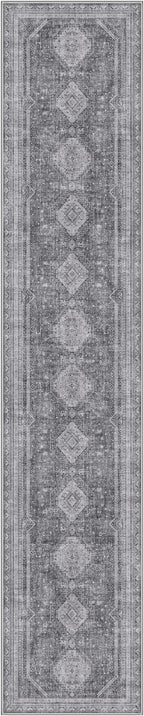 GENIMO Runner Rug 2x10 Non Slip Machine Washable Hallway Runner Rug, Low Pile Lightweight Rugs for Entryway, Hallway, Kitchen and Corridor, Vintage Grey