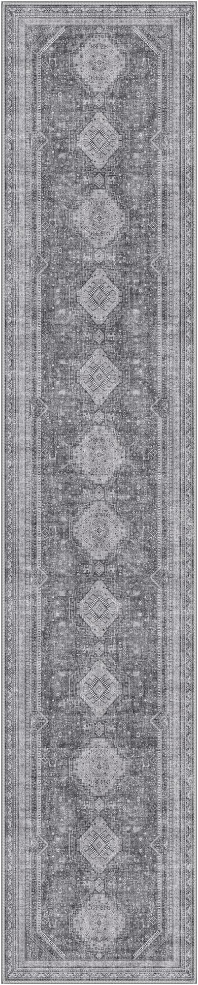 GENIMO Runner Rug 2x10 Non Slip Machine Washable Hallway Runner Rug, Low Pile Lightweight Rugs for Entryway, Hallway, Kitchen and Corridor, Vintage Grey