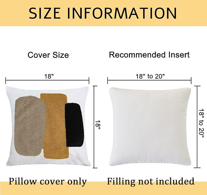 Retro Boho Textured Accent Mid Century Throw Pillow Covers Modern Vintage Minimalist Geometric Decorative Abstract Pillowcase for Sofa,1PC 18x18,Brown Black and Gray