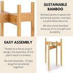 Fox & Fern Mid Century Tall Plant Stand — 10 Inch Fixed Size Raised Bamboo Plant Stand for Indoor Pots (Not Included) - Modern Flower Pot Holder with Plug In Design - Easy to Assemble - Bamboo