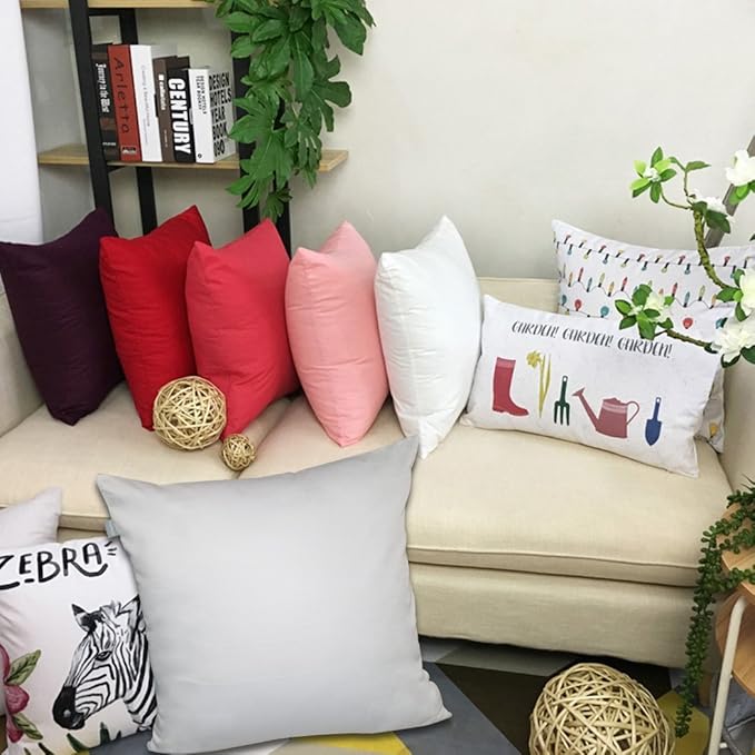 Thmyo 4-Pack 100% Cotton Comfortable Solid Decorative Throw Pillow Case Square Cushion Cover Pillowcase Sublimation Blank Pillow Covers DIY Throw Pillowcase(22x22 inch/ 55x55cm,Light Silver Grey)