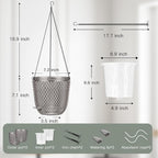 QCQHDU Self Watering Hanging Pots, 2 Pack 7.2 Inch Hanging Planters for Plants Indoor, Outdoor Flower Pots with Drainage Holes and 3 Hooks Chains for Garden Home (Gray)