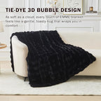 EMME Faux Fur Blanket Twin Size Black - Big Bubble Rabbit Cozy Blanket for Couch, Thick Furry Plush Shaggy Blankets, 650GSM, 60x80 Inches