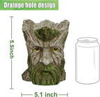 Face Planter - Unique Old Man Tree Face Planters for Outdoor Indoor Plants with Drainage Hole, Funny Plant Pots for Succulents - Creative Flower Pots as Gifts for Women and Men (Green Man)