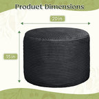 Round Corduroy Ottoman Foot Rest Pouf for Living Room Couch - Soft Plush Shredded Foam Filled Hassock Stool, Comfy Footstool
