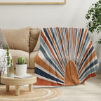 Boho Colorful Sunrise Throws Blankets Abstract Mid Century Modern Throw Blanket Minimalist Sun Boho Leaves Aesthetic Soft Warm Bed Bedding Women Blankets for Couch Sofa Office 30"x40"