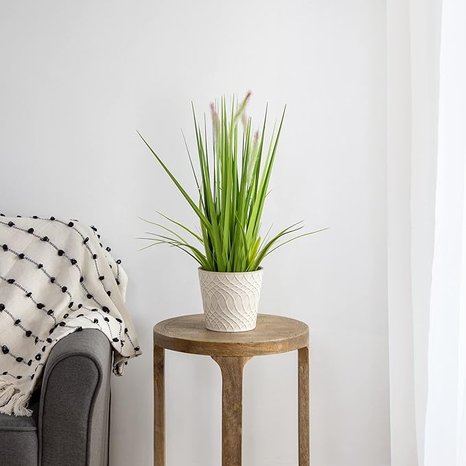 Northlight Artificial Onion Grass in Pot, 24", Green