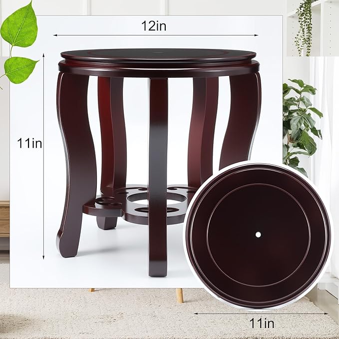 11 Inch Wooden Oriental Plant Stand Chinese Vase Pot Display Stand Round Asian Style Wood Tall Planter Display Fishbowl Fish Tank Traditional Base for Home Indoor Outdoor Decoration