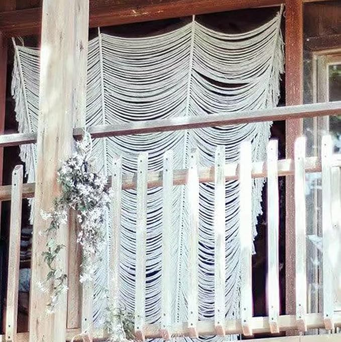 Macrame Curtain Boho Curtain Doorway Window Wall Decor Fiber Yarn Art Craftsmanship Bedroom Headboard Décor,59" W x 75" H(1 Panel)