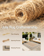 LUMI 9x12 Jute Area Rug for Living Room, Natural Braided Woven Rugs Non Slip, Neutral Carpets No Shedding, Durable for High Traffic, Dining Room, Indoor, Outdoor, Patio
