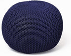 Urban Lifestyle Round Knit Pouf - Hand Woven Cotton, Navy