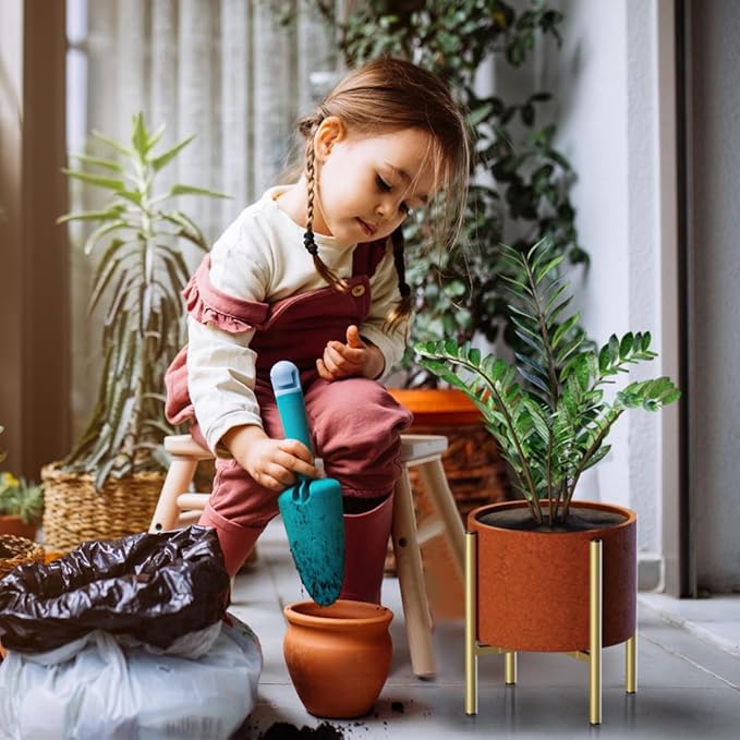 Metal Plant Stands for Indoor Plants Adjustable for 8 9 10 11 12 inches Planter Mid Century Stable Stylish Corner Plant Stand for Outdoor, Gold 1Pack, Pot not Included