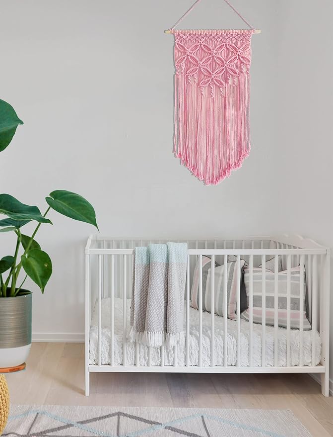 Handmade Cotton Home Decor Macrame Wall Hanging (Pink)
