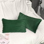 2 Pack 12x20 Pillow Cover Velvet Pillow Covers, Faux Fur Oblong Throw Pillow Covers for Living Room Decorations Throw Pillow Case, Throw Pillow Cover Cushion Cover for Sofa Bedroom Car, Dark Green