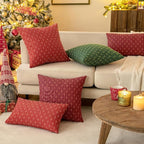 MIULEE Pack of 2 Christmas Decorative Burlap Linen Throw Pillow Covers Modern Farmhouse Pillowcase Rustic Woven Textured Cushion Cover for Sofa Couch Bed 24x24 Inch Wine Red