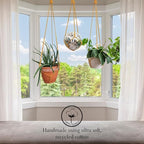 Set of 3 Macrame plant hanger for pots 4-10” live plants indoor and outdoor decor hanging plant holder Boho décor Plant stand Indoor plant shelf for Hanging planter for plant pots (Sunshine Yellow)