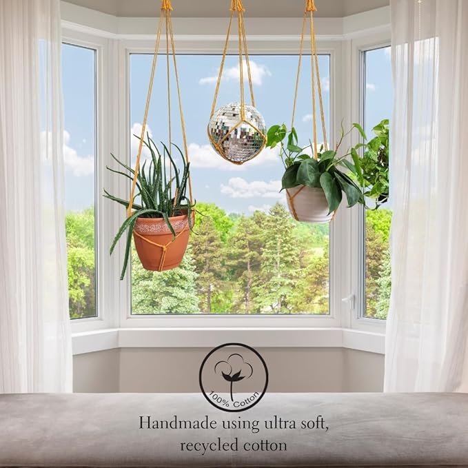 Set of 3 Macrame plant hanger for pots 4-10” live plants indoor and outdoor decor hanging plant holder Boho décor Plant stand Indoor plant shelf for Hanging planter for plant pots (Sunshine Yellow)