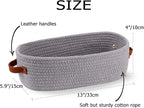 2 Pack Cotton Rope Small Woven Basket,Toilet Paper Basket,Room Storage Basket with Handles for Bathroom, 13"x5.9"x4" Gary
