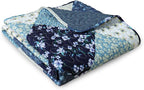 Exclusivo Mezcla 50"x 60" Quilted Throw Blanket- Microfiber Quilt Throw with Boho Patchwork Pattern, Reversible Blue Versatile Lap Quilt for All Seasons, Lightweight Throws for Bed/Couch/Sofa