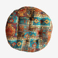 Round Bohemian Floor Pillow, Meditation Floor Seat Cushion, Large Soft Cotton Linen Pillows for Yoga Living Room Balcony Outdoor Tatami, 22x22 Inches (Blueflower Round)